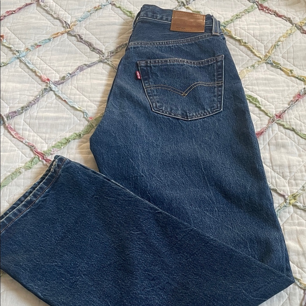 Levi's Men's 501 90s Selvedge Mid-rise Dark Wash Straight-Leg Jeans 28x28